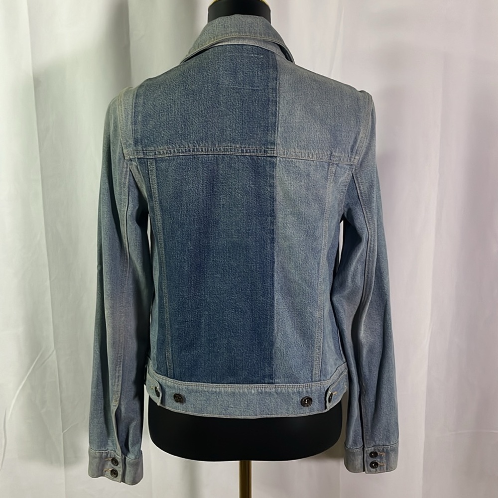 Paige Patchwork Denim Button Front Trucker Jacket - image 3